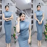 D240 - Đầm Body Cổ Lọ Nhún Vai Đính Đá Mai Bùi Store
