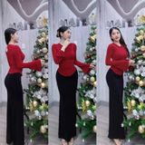 A3 - Áo Tay Loe Dài Nhũ Vạt Bầu Nhún Eo Mai Bùi Store