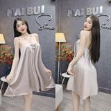 D300 - Đầm Yếm Dây Blinh Phối Nơ Dáng Xoè Ngắn Mai Bùi Store