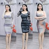 D6 - Đầm Body Nhún Loang Dài Tay Xỏ Ngón Mai Bùi Store Nữ Dress