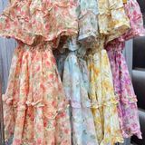 D94 - Đầm Bẹt Vai Hoa Dáng Ngắn Xoè Siêu Xinh Mai Bùi Store