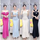D404 - Đầm Body Phối Dây Bảng Ngay Vai Kèm Tag Cài Đá Mai Bùi Store (Mang được nhiều kiểu)