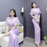 S9 - Set Bộ Đồ Lam Bao Gồm: Áo Vạt Bầu Tay Loe, Quần Suông Mai Bùi Store (Tặng Tag Hoa Cài Áo)