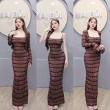 D660 - Set Đầm Gồm: Đầm Body Ren Đuôi Cá 2S Kèm Khoác Tay Loe Mai Bùi Store