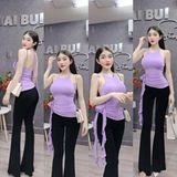 A16 - Áo Yếm Nhún Eo Phối Hoa Dây Tua Rua Mai Bùi Store