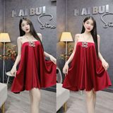 D300 - Đầm Yếm Dây Blinh Phối Nơ Dáng Xoè Ngắn Mai Bùi Store