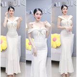 D404 - Đầm Body Phối Dây Bảng Ngay Vai Kèm Tag Cài Đá Mai Bùi Store (Mang được nhiều kiểu)