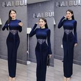 D68 - Đầm Body Thiết Kế Dài Tay Phối Ren Eo Mai Bùi Store Ôm gọn Ôm gọn Thông thường Thun Nữ
