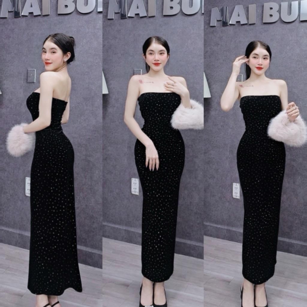 D302 - Đầm Body Ống Nhung Cườm Mai Bùi Store