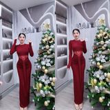 D68 - Đầm Body Thiết Kế Dài Tay Phối Ren Eo Mai Bùi Store Ôm gọn Ôm gọn Thông thường Thun Nữ