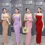 D305 - Đầm Body 2S Bèo Dáng Dài Phối Dây Hoa Mai Bùi Store ( Có mút)