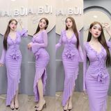 S124 - Set Áo Tay Loe Cổ Bèo Kèm Chân Váy Vạt Xéo Lưới Dẻo Mai Bùi Store