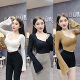 A08 - Áo Croptop Lông Thỏ Tay Loe Mai Bùi Store