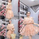 D94 - Đầm Bẹt Vai Hoa Dáng Ngắn Xoè Siêu Xinh Mai Bùi Store