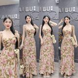 D309 - Đầm Lụa Hoa 2S Xoè Dáng Dài Có Túi Mai Bùi Store