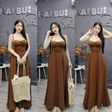 D309 - Đầm Lụa Hoa 2S Xoè Dáng Dài Có Túi Mai Bùi Store