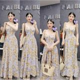 D309 - Đầm Lụa Hoa 2S Xoè Dáng Dài Có Túi Mai Bùi Store