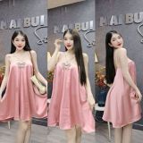D300 - Đầm Yếm Dây Blinh Phối Nơ Dáng Xoè Ngắn Mai Bùi Store