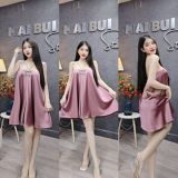 D300 - Đầm Yếm Dây Blinh Phối Nơ Dáng Xoè Ngắn Mai Bùi Store