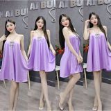 D300 - Đầm Yếm Dây Blinh Phối Nơ Dáng Xoè Ngắn Mai Bùi Store