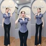 A22 - Áo Sơ Mi Body Nhún Kiểu Tay Cộc Mai Bùi Store