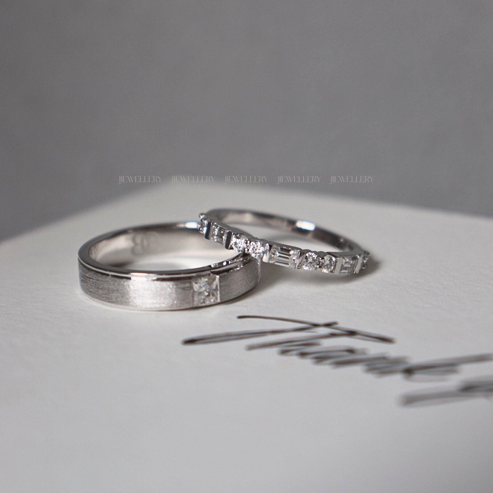 Quinn Cặp nhẫn vàng trắng Moissanite CP-Quinn-WG10
