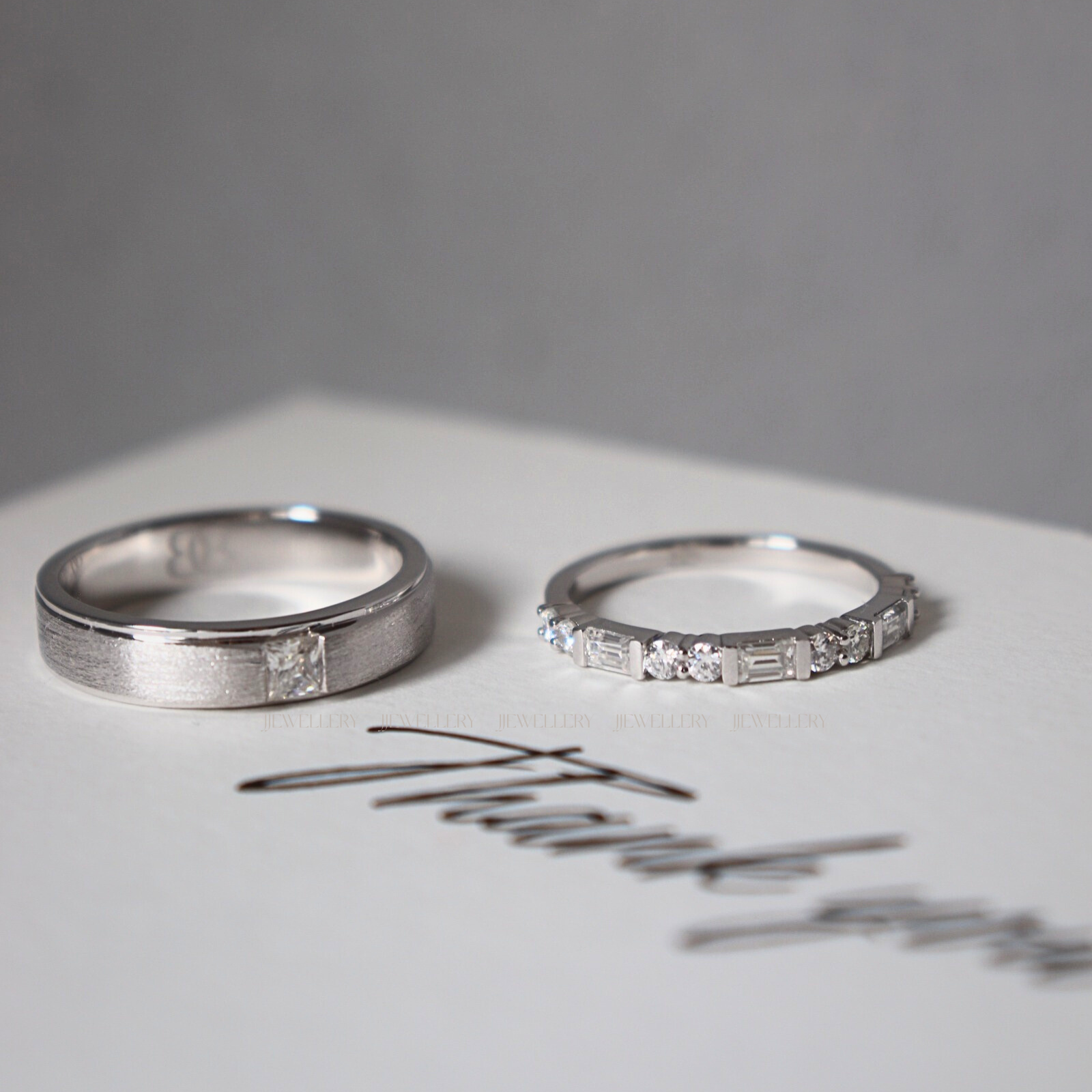 Quinn Cặp nhẫn vàng trắng Moissanite CP-Quinn-WG10