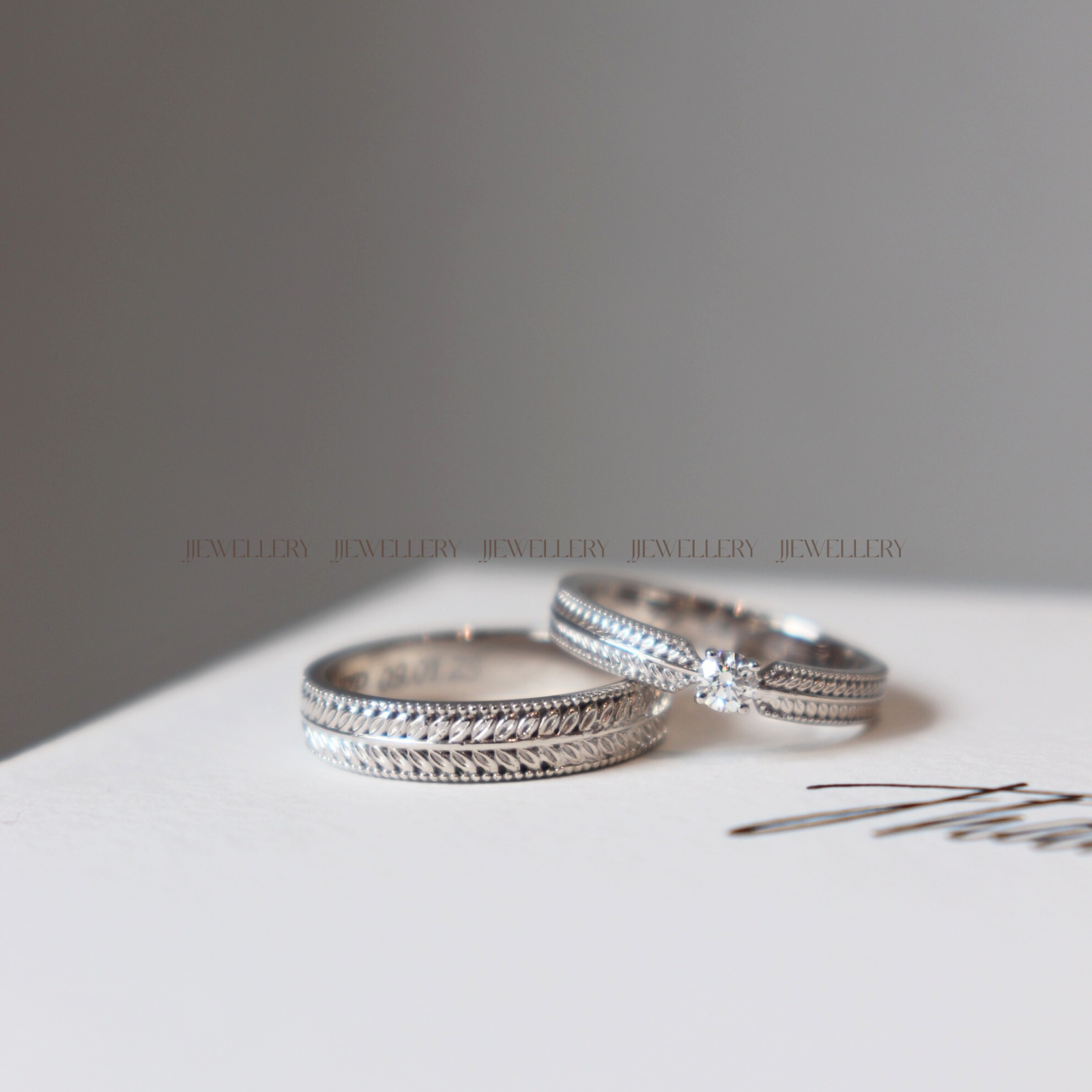 Oléra Cặp nhẫn vàng trắng Moissanite CP-Oléra-WG10