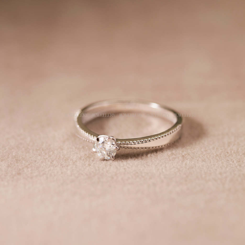 Âme Nhẫn nữ vàng trắng Moissanite LR-Âme-WG10