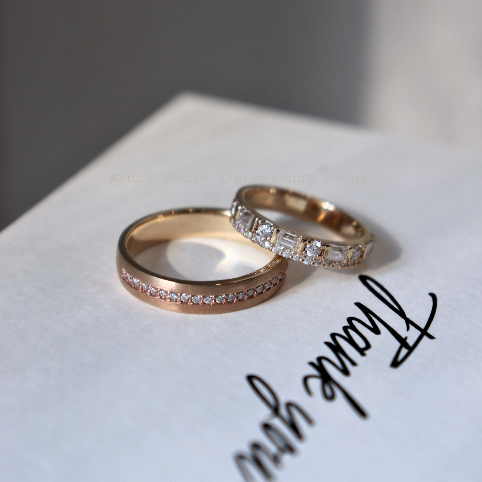 Aurelia Cặp nhẫn vàng champagne Moissanite CP-Aurelia-CG10