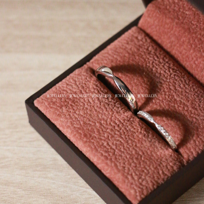 Cielo Cặp nhẫn cưới vàng trắng Moissanite CP-Cielo-WG10