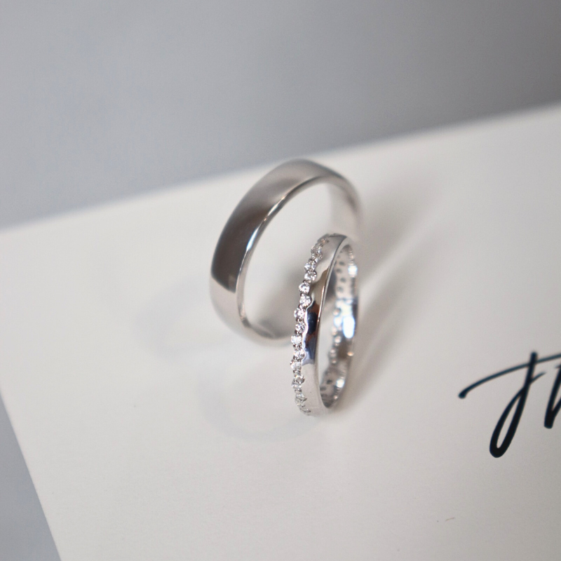 Elyra Cặp nhẫn vàng trắng Moissanite CP-Elyra-WG10