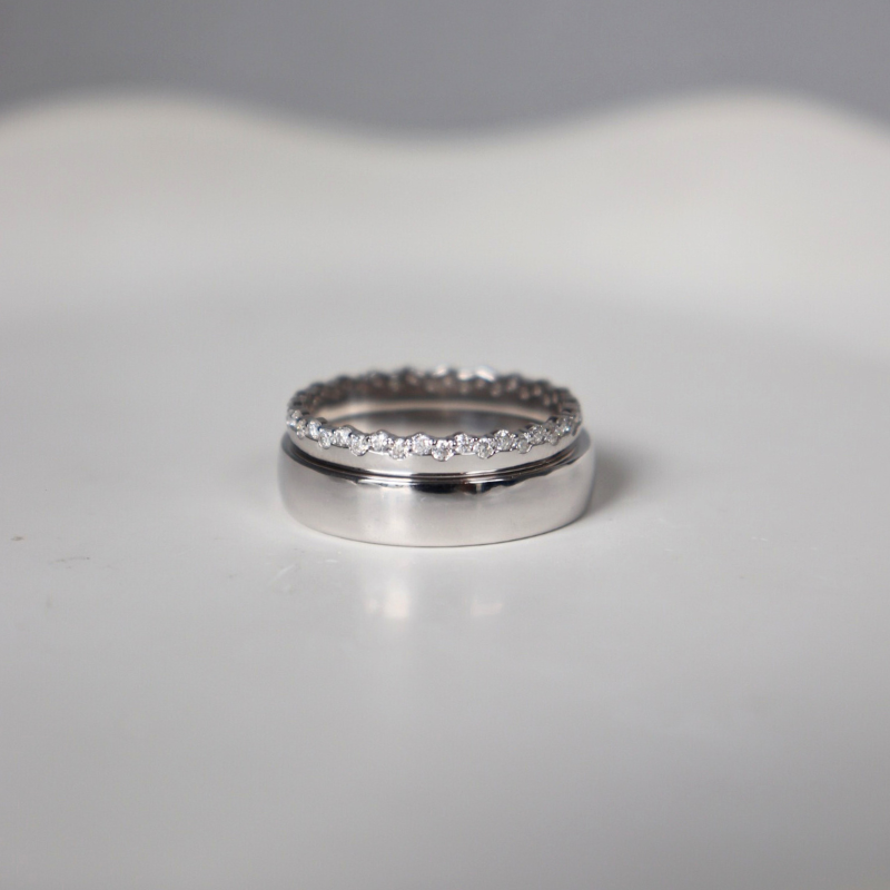 Elyra Cặp nhẫn vàng trắng Moissanite CP-Elyra-WG10