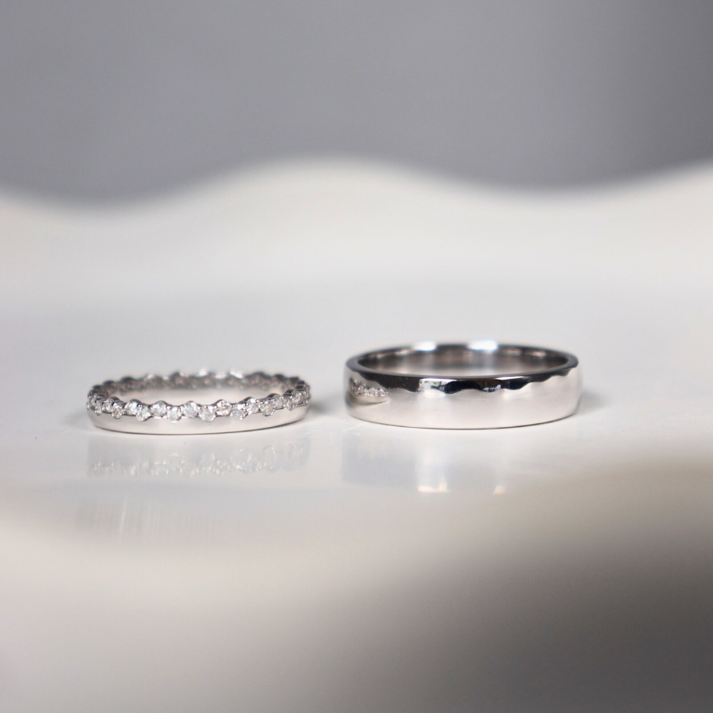 Elyra Cặp nhẫn vàng trắng Moissanite CP-Elyra-WG10