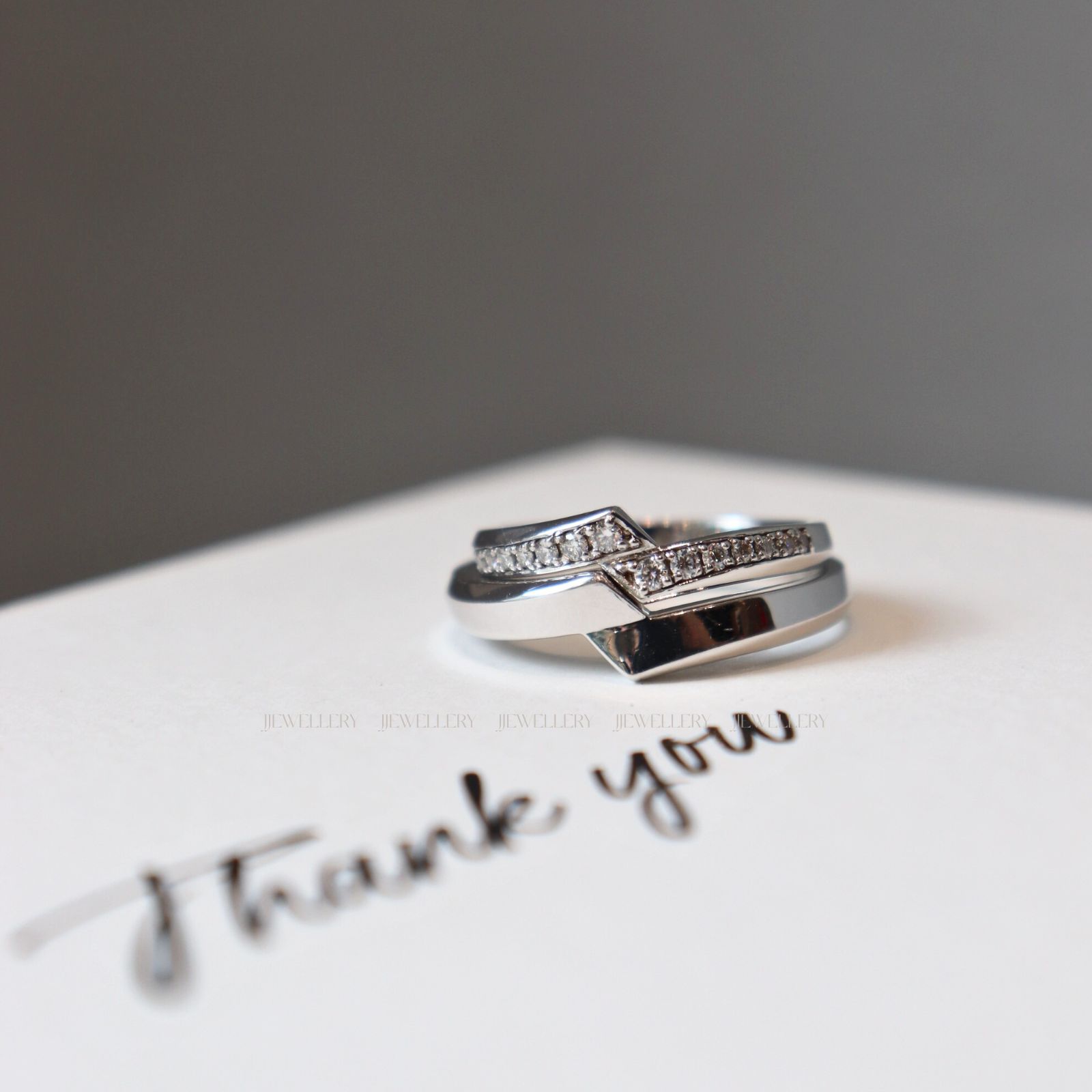 Folie Cặp nhẫn cưới vàng trắng Moissanite CP-Folie-WG10
