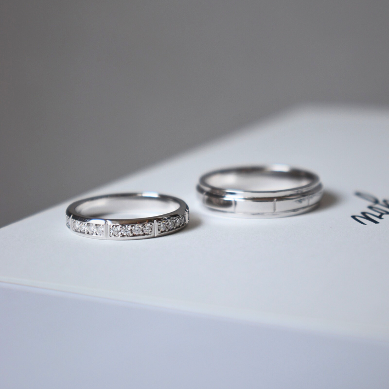 Grainne Cặp nhẫn vàng trắng Moissanite CP-Grainne-WG10