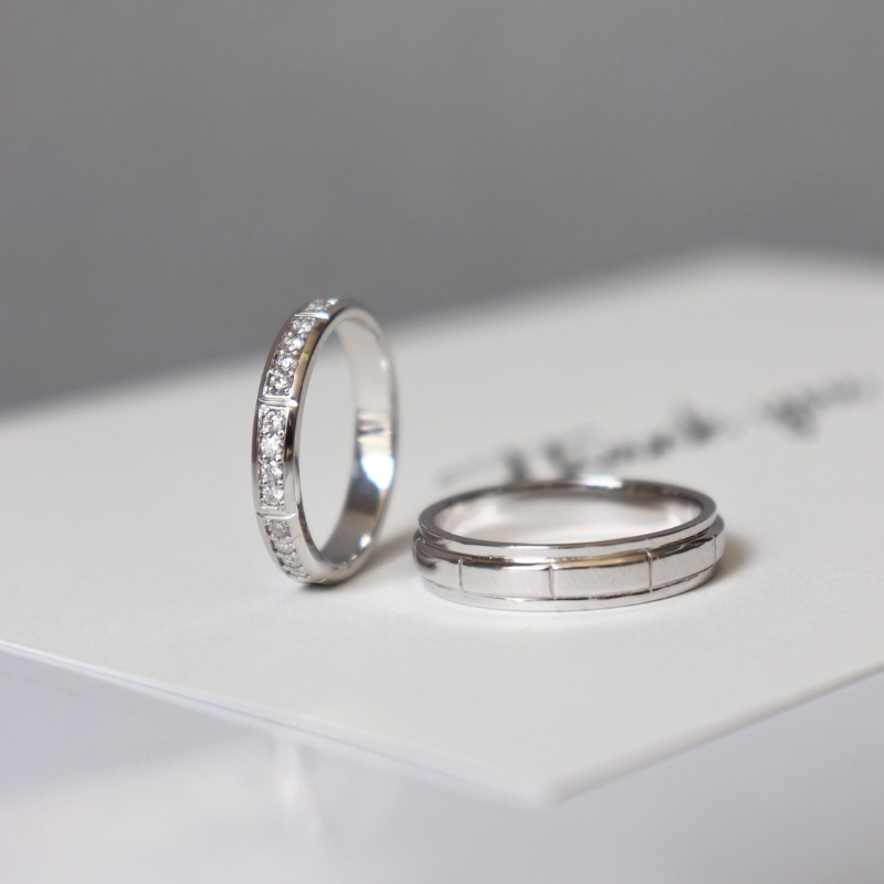 Grainne Cặp nhẫn vàng trắng Moissanite CP-Grainne-WG10