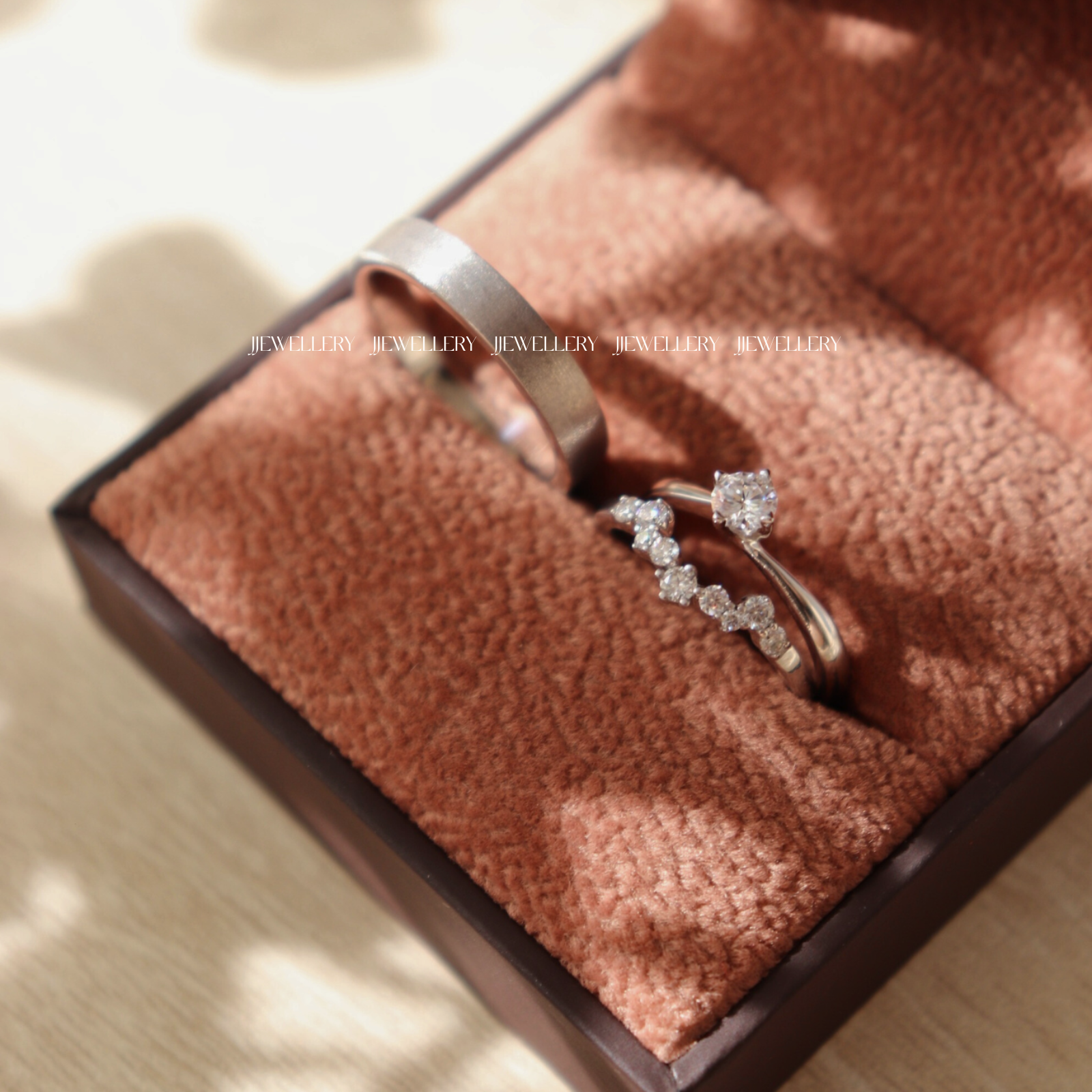 Lael Cặp nhẫn cưới vàng trắng Moissanite CP-Lael-WG10