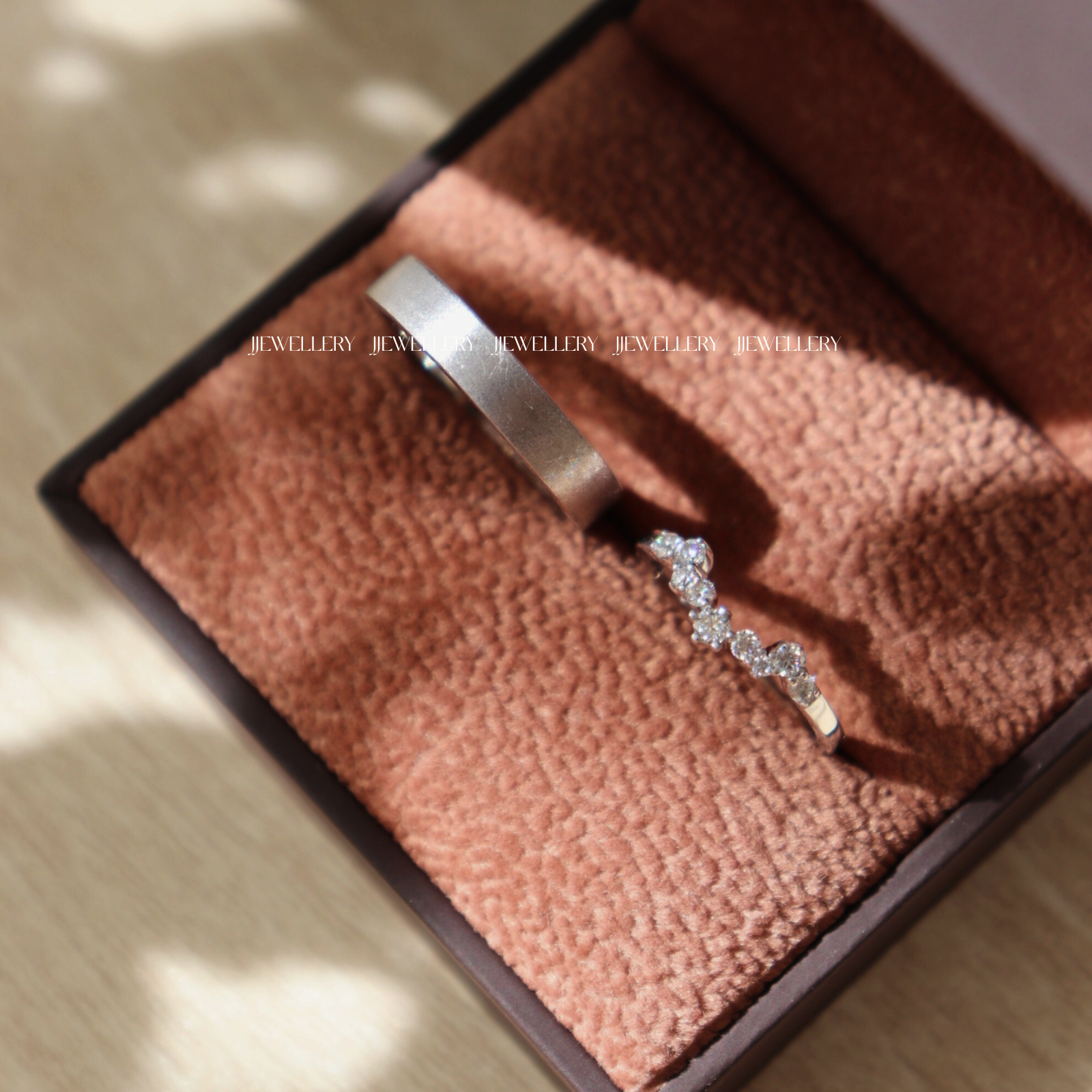 Lael Cặp nhẫn cưới vàng trắng Moissanite CP-Lael-WG10