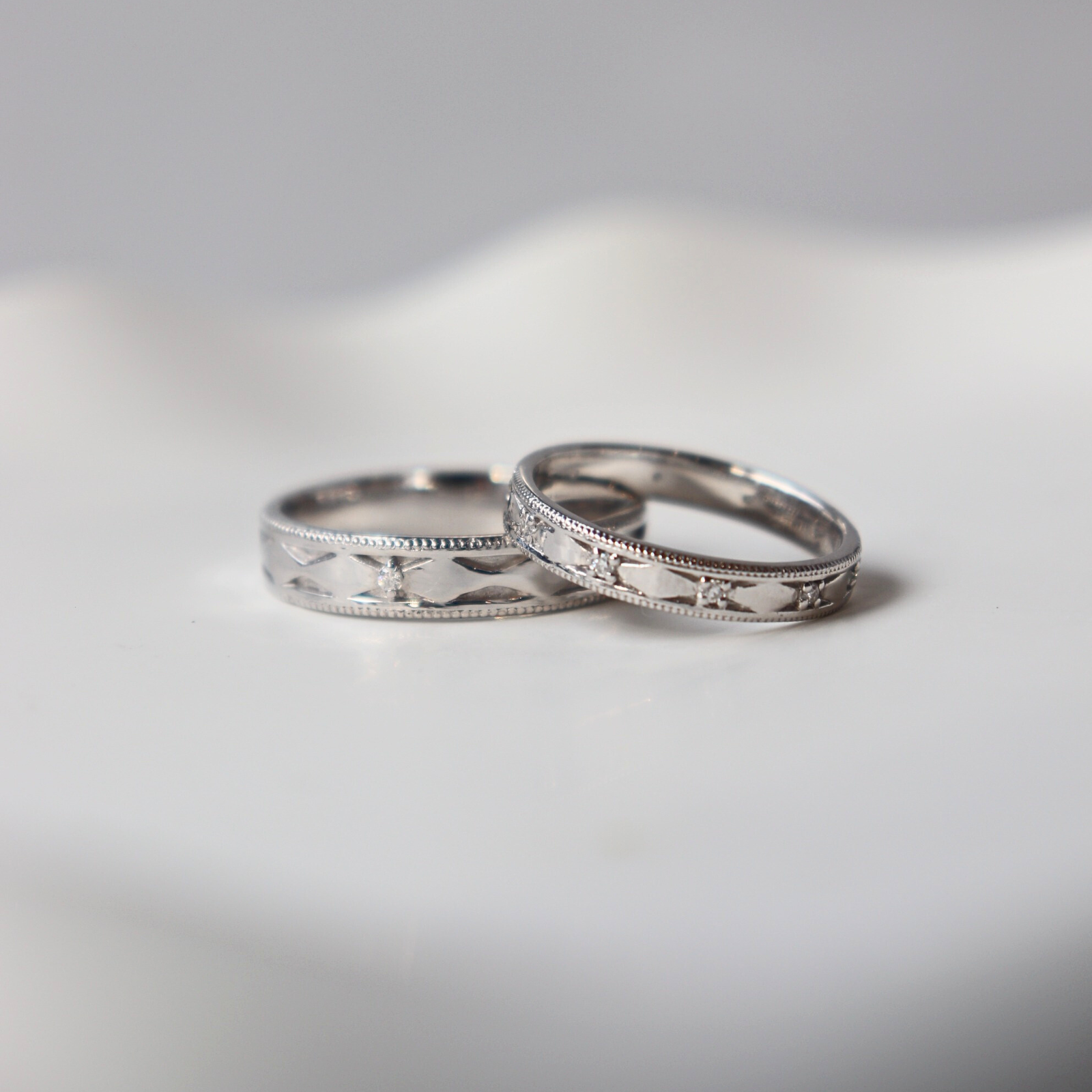 Merris Cặp nhẫn vàng trắng Moissanite CP-Merris-WG10