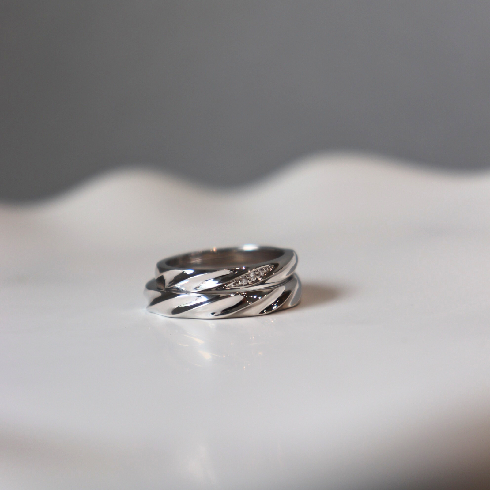 Ophelia Cặp nhẫn vàng trắng Moissanite CP-Ophelia-WG10