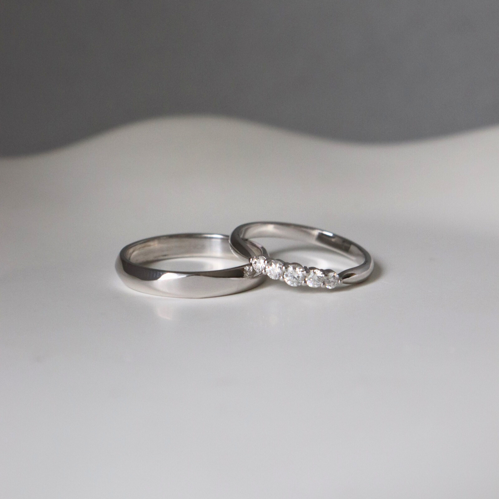 Séravie Cặp nhẫn vàng trắng Moissanite CP-Séravie-WG10