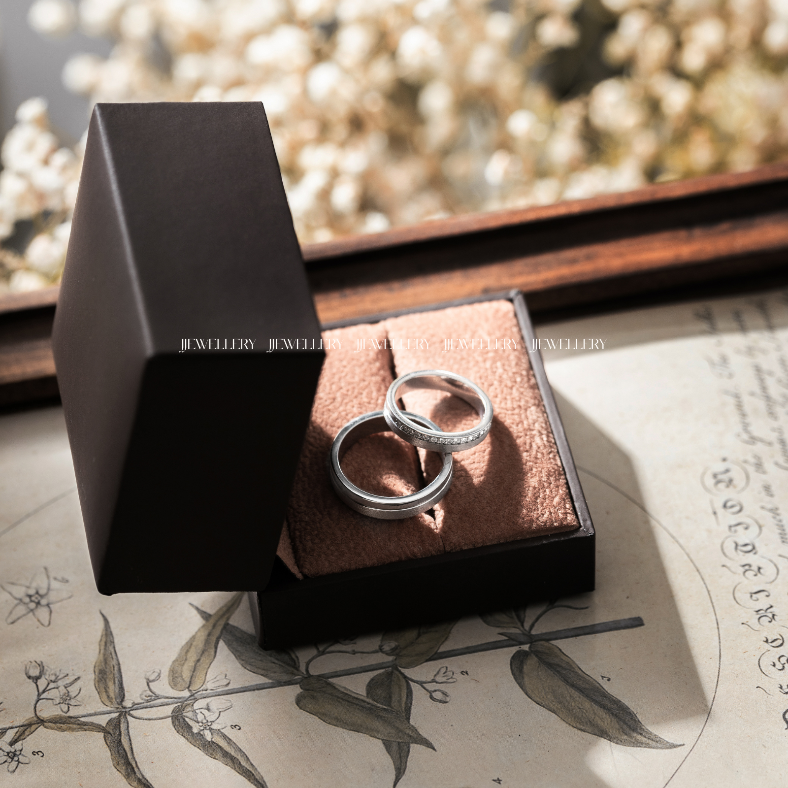 Terra Cặp nhẫn cưới vàng trắng Moissanite CP-Terra-WG10