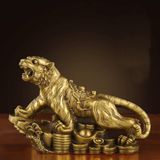 Hổ Hoàng Đạo trang trí tài lộc Chất liệu đồng Sử dụng đồ trưng bày Kt 30*8*19cm nặng 2.4kg