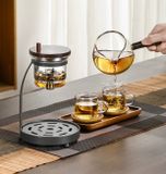 Bộ ấm pha trà cao cấp tiện lợi Chất liệu thuỷ tinh Borosilicate cao + vòng đệm silicon + thép không gỉ 304 + gỗ