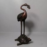 Hạc cưỡi lưng rùa trang trí Chất liệu đồng Sử dụng đồ trưng bày Kt 9*21cm nặng 576g