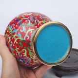 BÌNH HOA TRÁNG MEN CLOISONNÉ CAO CẤP Chất liệu: đồng, men vàng