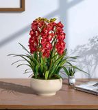 CHẬU HOA ĐỊA LAN TRANG TRÍ CAO CẤP Chất liệu: PU + PVC + loại khác