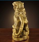 Hổ Hoàng Đạo trang trí tài lộc Chất liệu đồng Sử dụng đồ trưng bày Kt 30*8*19cm nặng 2.4kg