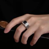 NHẪN ĐÁ QUÝ NAM SANG TRỌNG Chất liệu: Mã não đen + bạc 925